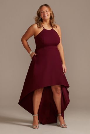 High Neck Crepe Plus-Size Dress with ...